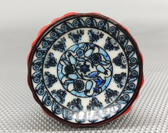 Floral Designer von Hand bemalt blau und Beige Keramik Knöpfe / Keramik Schublade zieht/Kabinett Knöpfe/Küche Schrank Tür Griffe / Schrank Knöpfe