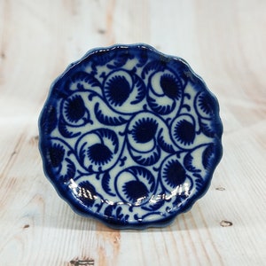 Floral designer Hand Painted Blue and Beige Ceramic knobs / Ceramic Drawer Pulls/Cabinet Knobs/Kitchen Cabinet Door Handles / Cupboard Knobs