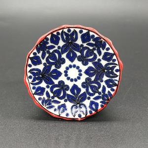 Floral designer Hand Painted Blue and Beige Ceramic knobs / Ceramic Drawer Pulls/Cabinet Knobs/Kitchen Cabinet Door Handles / Cupboard Knobs