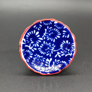 Floral designer Hand Painted Blue and Beige Ceramic knobs / Ceramic Drawer Pulls/Cabinet Knobs/Kitchen Cabinet Door Handles / Cupboard Knobs