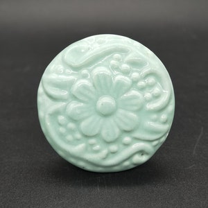 Sea Blue Engraved Design Round shape Crater Knob,Artistic Cabinet Knob and Furniture Hardware, Decorative Handles, Dresser Knob
