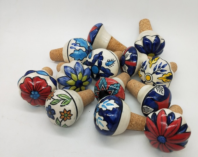 Christmas Gifts /Ceramic Hand Painted Assorted Wine Bottle Stopper / Bottle Stopper / Bottle Tops/ Gift for Friends and Family/ Gift for Him