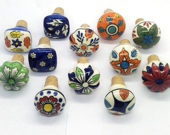 Mixed Designs Ceramic Hand Painted Assorted Wine Bottle Stopper / Bottle Stopper / Bottle Tops  / Glass Bottle Stoppers