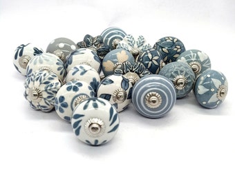 Grey and White Assorted Knobs from Our Collection / Grey and White  Mix Shape / Grey and White Knobs / Random Assorted Knobs