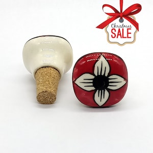 Christmas Special - Ceramic Hand Painted Square Shape Combination of Multi Colored Wine Bottle Stopper, Bottle Stopper, Bottle Tops