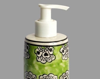 Hand Painted Ceramic Soap Pump , Reusable and Refilling / Eco Friendly Material with Hand Painted Pattern / Liquid Soap Dispenser