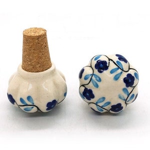 Ceramic Hand Painted floral Shape Combination of printed white and Blue  Wine Bottle Stopper, Bottle Stopper, Bottle Tops