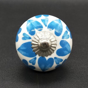 Floral Blue and white Round shape Hand painted ceramic knob, Hand painted ceramic knob,Decorative Ceramic knob,drawer pull