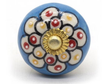 Multi color Round Shape Hand Painted Ceramic knobs / Ceramic Drawer Pulls / Cabinet Knobs/ Kitchen Cabinet Door Handles
