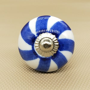 WHITE And BLUE  Pattern Round shape Hand painted ceramic knob  Decorative Ceramic knob,drawer pull