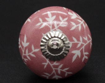 Rosa & weiß floral rund Form Handbemalt Keramik Knauf / Keramik Schubladengriffe / Möbelknöpfe / Kürbis Kommode Knäufe / Keramik Schrank