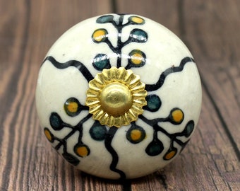 Multi color Round Shape Hand Painted Ceramic knobs / Ceramic Drawer Pulls / Cabinet Knobs / Kitchen Cabinet Door Handles