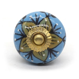 Multi Color Floral Round Shape Hand Painted Ceramic knobs / Ceramic Drawer Pulls / Cabinet Knobs / Pumpkin Dresser Knobs / Ceramic Cupboard