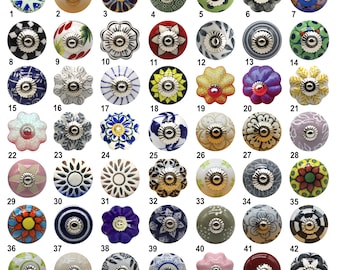 Unique Style Hand Painted Ceramic Knobs / Drawer Pulls/ Furniture door knobs/ Stunning Ceramic Knobs/ Instant Makeover To Old Furniture