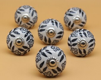 Brilliantly Hand Painted Ceramic knobs / Ceramic Drawer Pulls / Cabinet Knobs/ Kitchen Cabinet Door Handles / Cupboard Knobs