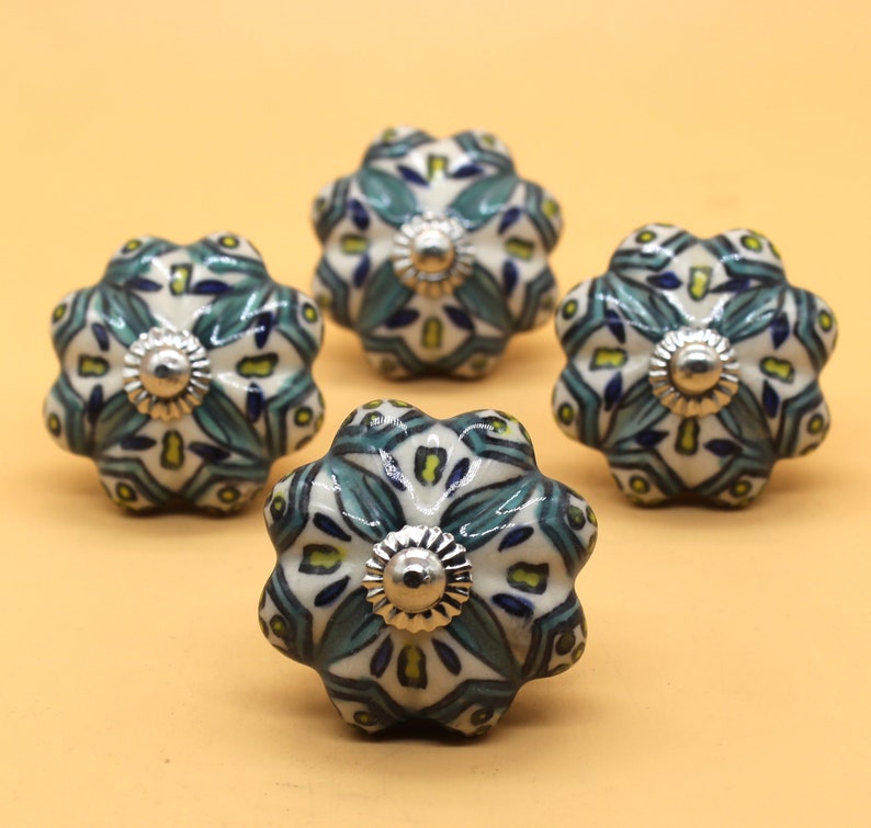 Brilliantly Hand Painted Ceramic Knobs / Ceramic Drawer Pulls Etsy