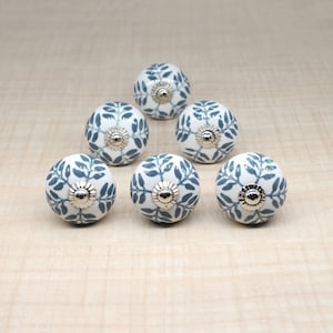 WHITE And GREY Knob Round shape Hand painted ceramic knob, Decorative Ceramic knob,drawer pull