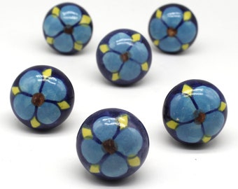 Brilliantly Hand Painted Ceramic knobs / Ceramic Drawer Pulls / Cabinet Knobs/ Kitchen Cabinet Door Handles / Cupboard Knobs