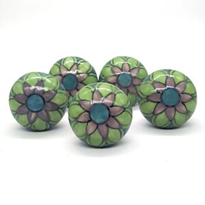 Brilliantly Hand Painted Ceramic knobs / Ceramic Drawer Pulls / Cabinet Knobs/ Kitchen Cabinet Door Handles / Cupboard Knobs