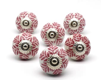 Round Ceramic Hand Painted knobs, Drawer pulls, Cabinet knobs, Kitchen Cupboard Handles