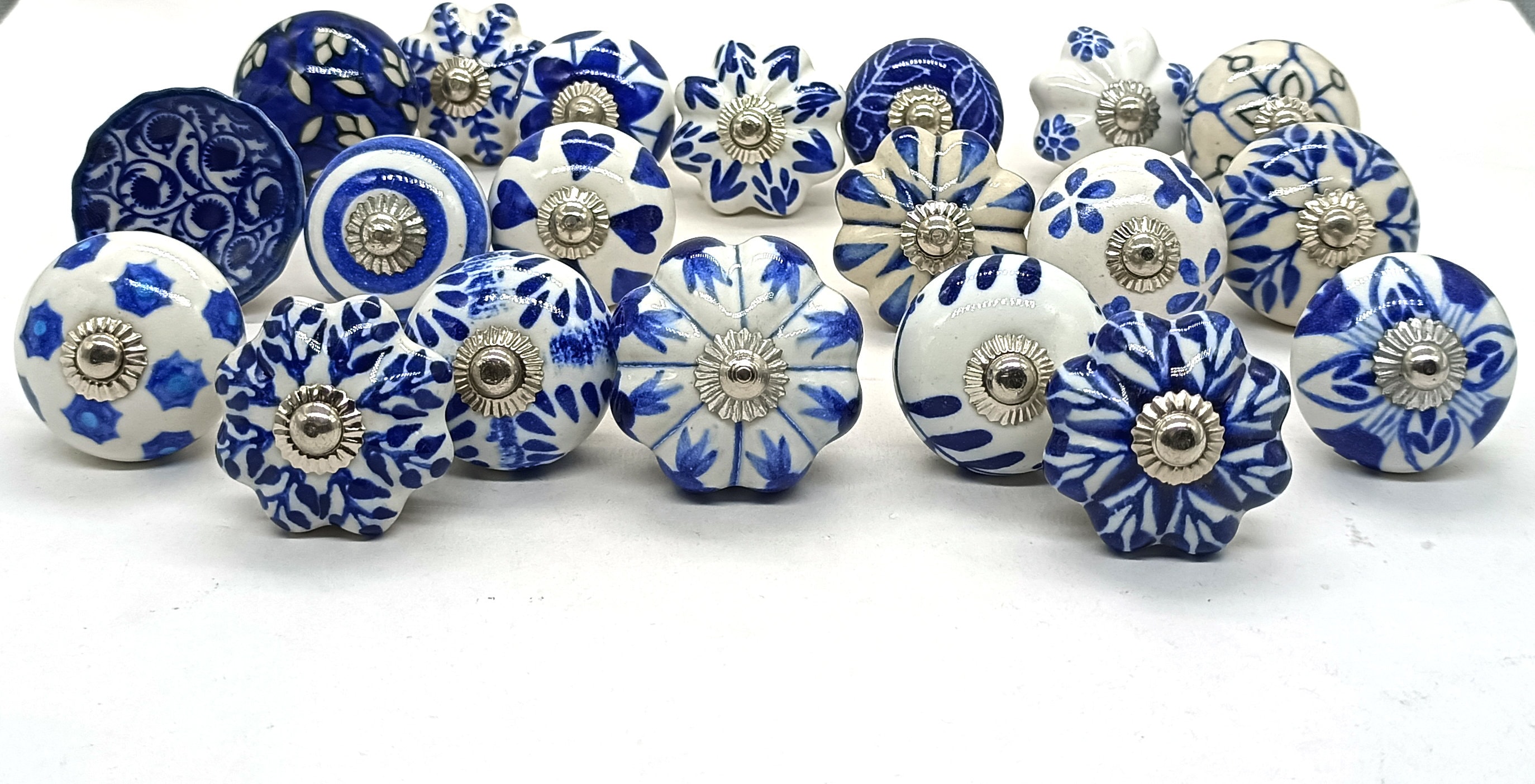 Assorted Blue and White Cabinet Knobs / Various Pattern Mix - Etsy