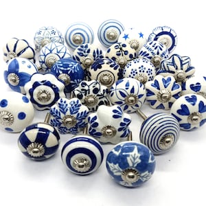 Blue and White Assorted Knobs from Our Collection / Blue and White  Mix Shape / Blue and White Knobs / Random Assorted Knobs