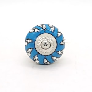 Ceramic Round Shape Blue And White Hand Painted Ceramic knobs / Ceramic Drawer Pulls / Cabinet Knobs / Round Dresser Knobs