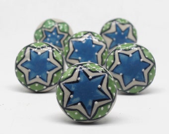 Brilliantly Hand Painted Ceramic knobs / Ceramic Drawer Pulls / Cabinet Knobs/ Kitchen Cabinet Door Handles / Cupboard Knobs