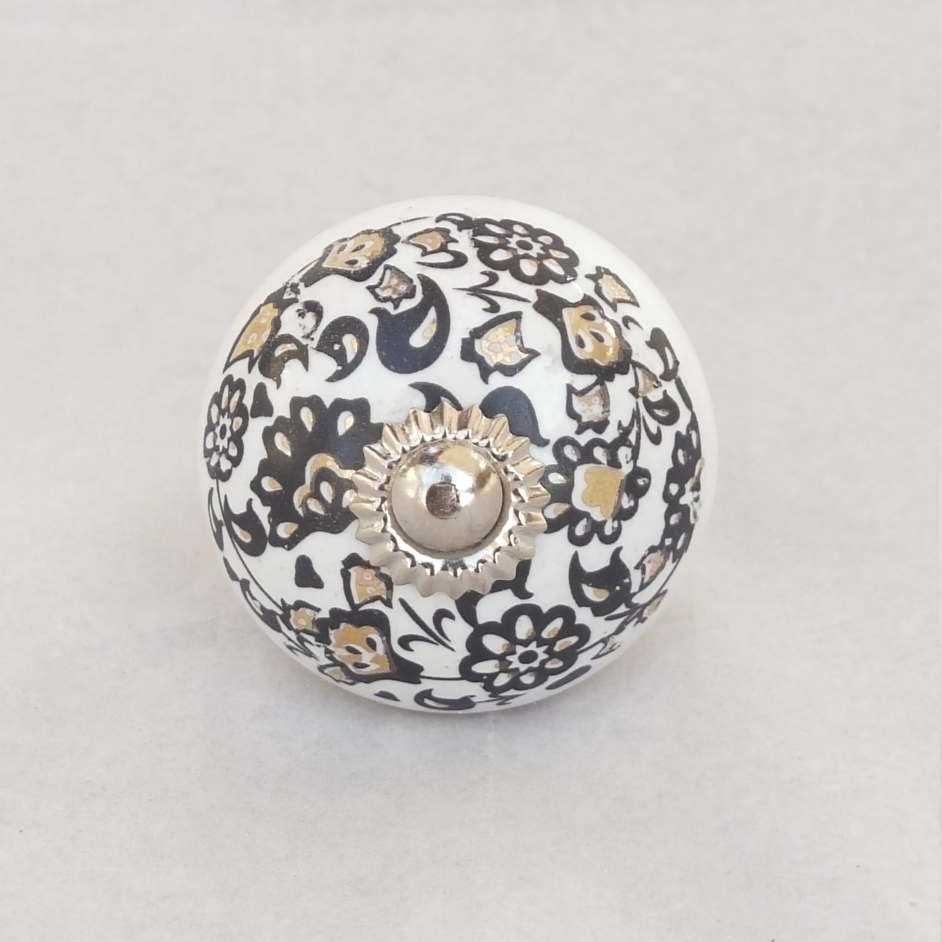 Craft Supplies & Tools Knobs & Pulls Home & Hobby Black Floral Pattern