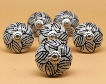 Brilliantly Hand Painted Ceramic knobs / Ceramic Drawer Pulls / Cabinet Knobs/ Kitchen Cabinet Door Handles / Cupboard Knobs