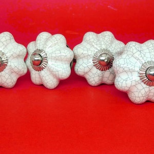 White Flower shape Hand painted ceramic knob,Hand painted ceramic knob, Decorative Ceramic knob, Ceramic drawer pull