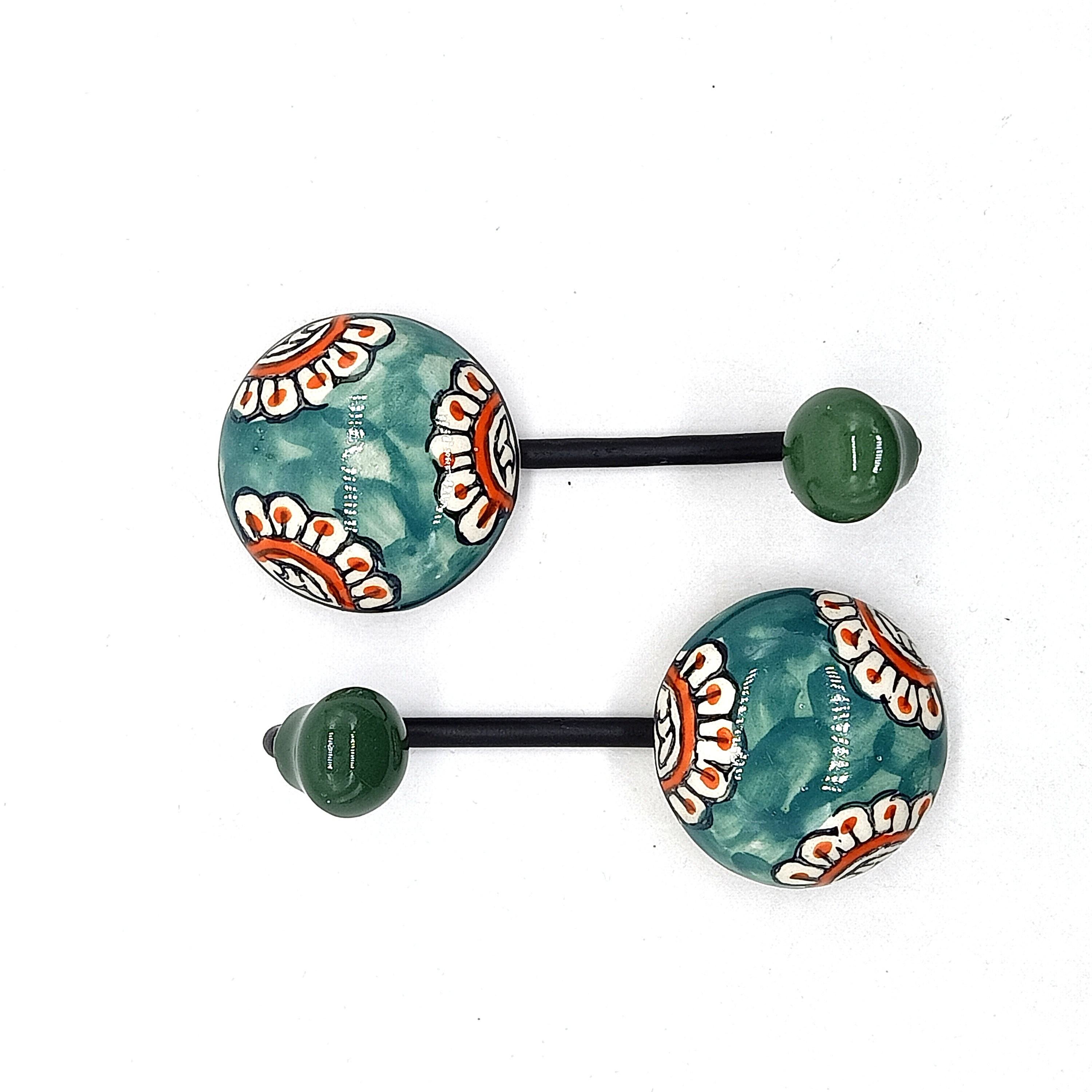 Ceramic Wall Hooks Multicolor Hand Painted Design / Coat Hook Etsy