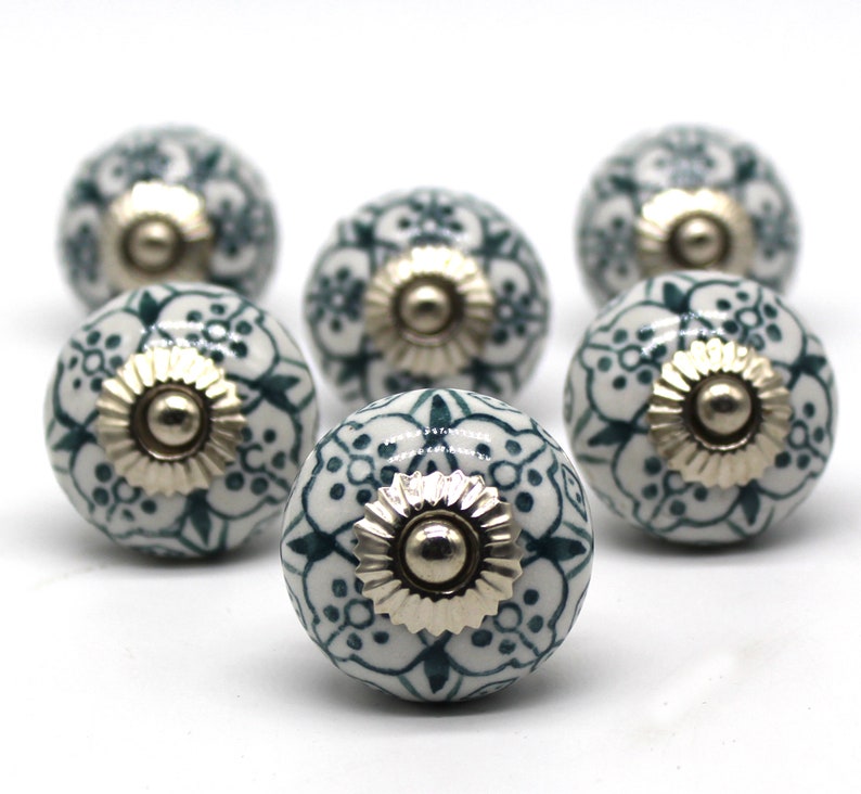 Round Ceramic Hand Painted Knobs Drawer Pulls Knobs Etsy