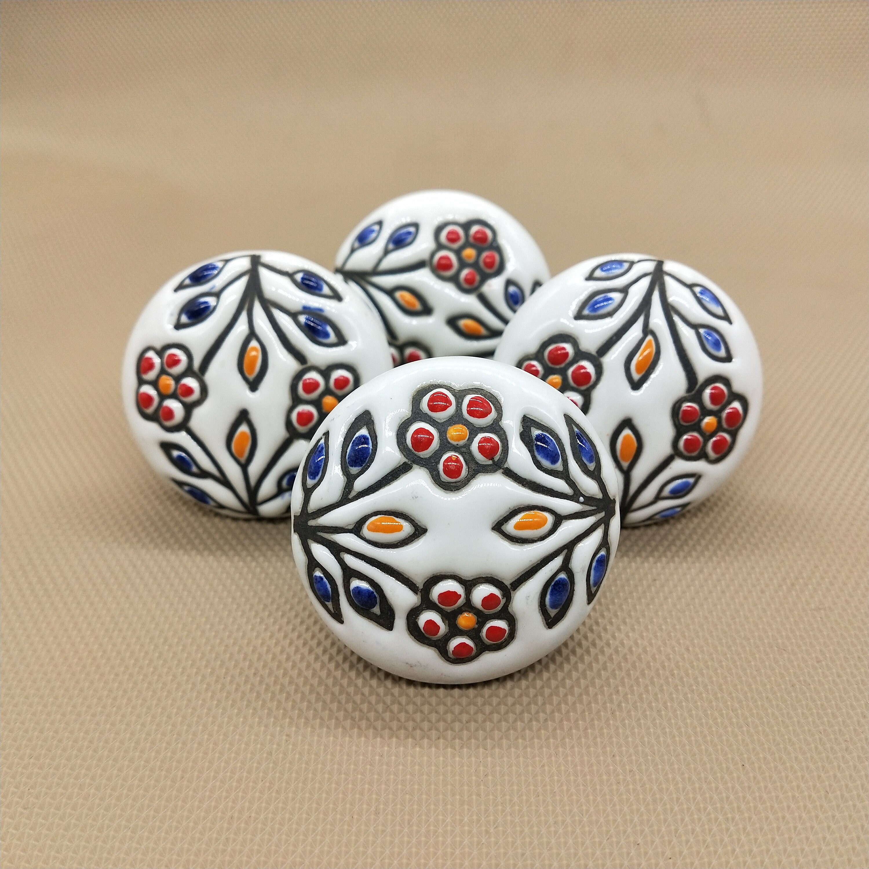 Wine Color With White Flower & Jarkan Oval Shape Button Set Of 10 main image 1