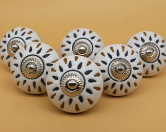 Brilliantly Hand Painted Ceramic knobs / Ceramic Drawer Pulls / Cabinet Knobs/ Kitchen Cabinet Door Handles / Cupboard Knobs