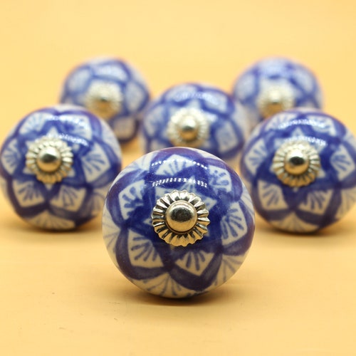Flower Ceramic Hand Painted Knobs Drawer Pulls Etsy
