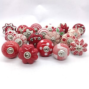 Red and White Assorted Knobs from Our Collection / Red and White  Mix Shape / Red and White Knobs / Random Assorted Knobs