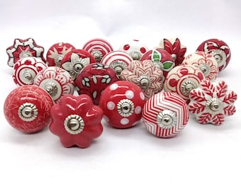 Perillas surtidas rojas y blancas de nuestra colección / Forma de mezcla roja y blanca / Perillas rojas y blancas / Perillas variadas aleatorias