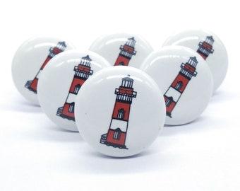 Light House Print Design Ceramic knobs for Kids Cabinets / Flathead Design White knobs / Kids Room Knobs