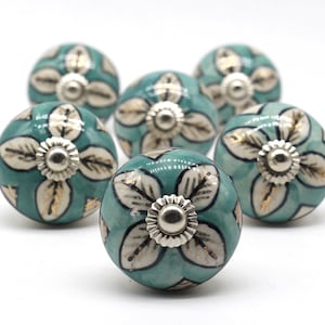 Brilliantly Hand Painted Ceramic knobs / Ceramic Drawer Pulls / Cabinet Knobs/ Kitchen Cabinet Door Handles / Cupboard Knobs