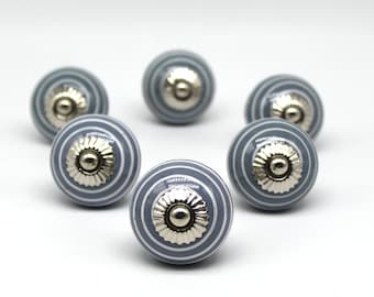 Round Ceramic Hand Painted knobs, Drawer pulls, Cabinet knobs, Kitchen Cupboard Handles