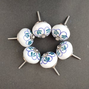 WIT en GROEN Rond vorm Hand geschilderde ceramische knop, Decoratieve Ceramische knop, ladetrek