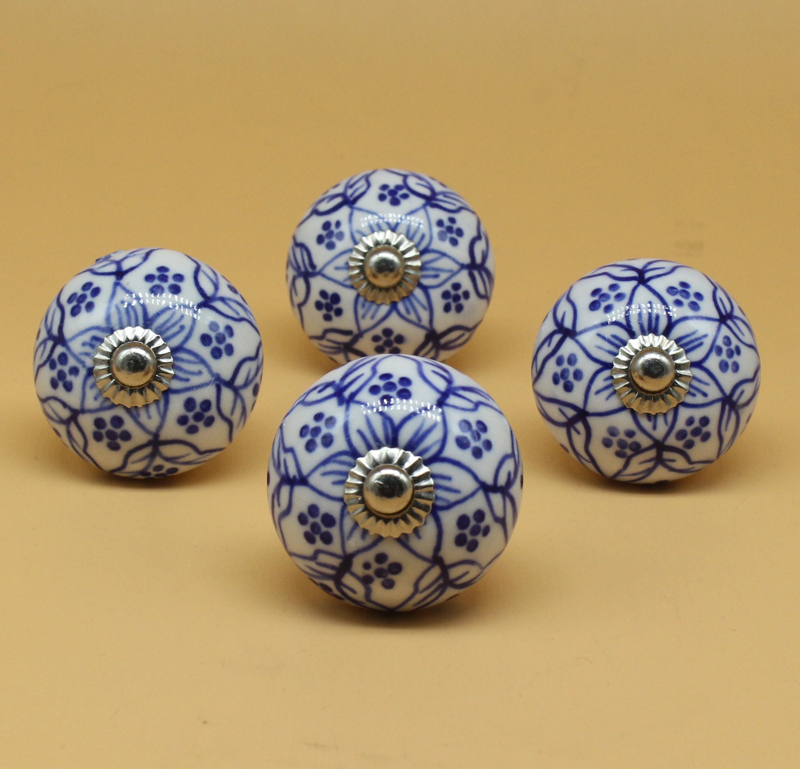 Hand Painted Ceramic Knob - Azul Cobalto