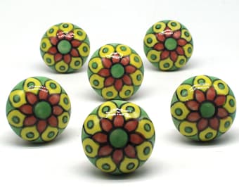 Manopola a cratere grande di forma rotonda, manopola artistica multicolore per mobili e ferramenta per mobili, maniglie decorative, manopola per comò