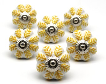 Flower Ceramic Hand Painted knobs, Drawer pulls, Cabinet knobs, Kitchen Cupboard Handles
