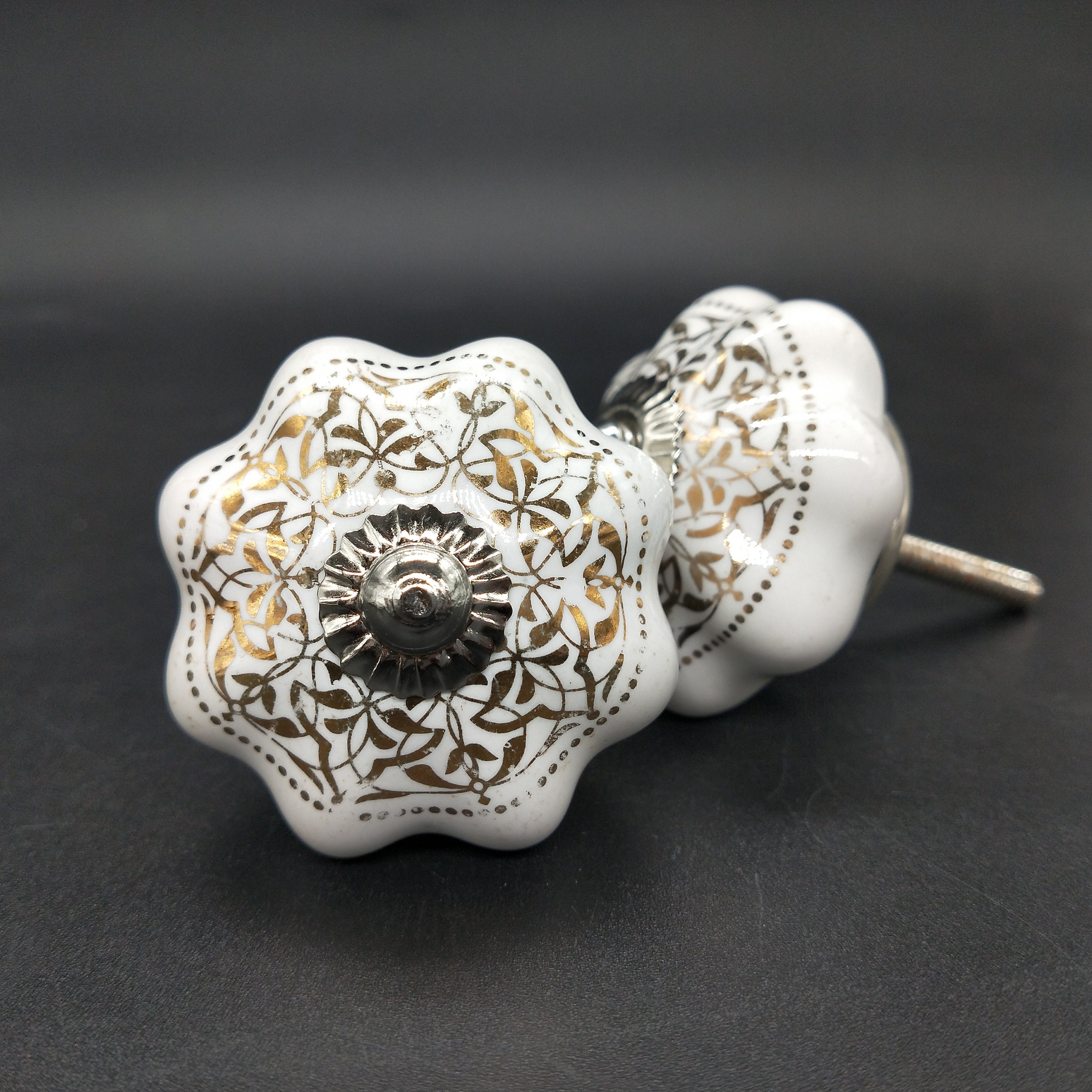 Premium Quality White and Chrome Gold Flower Ceramic Hand Painted Knobs, Drawer  Pulls, Cabinet Knobs, Kitchen Cupboard Handles - Etsy
