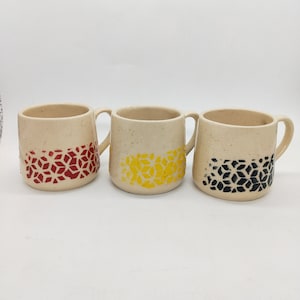 Ceramic Hand Painted Cup / Wheel Thrown Pottery / Kitchen Mug / Floral hand Painted  Mug / Coffee Mug / Tea Mug / Cup for Tea/  Drinkware