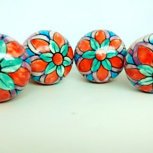 Ceramic Hand Painted Round Shape Combination of printed Seafoam And Orange Wine Bottle Stopper,Bottle Stopper,Bottle Tops