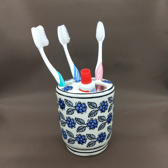 3 agujeros cerámica pintado a mano porta cepillos de dientes / soporte de  afeitar, taza de baño de cerámica, soporte de accesorios de baño -   México
