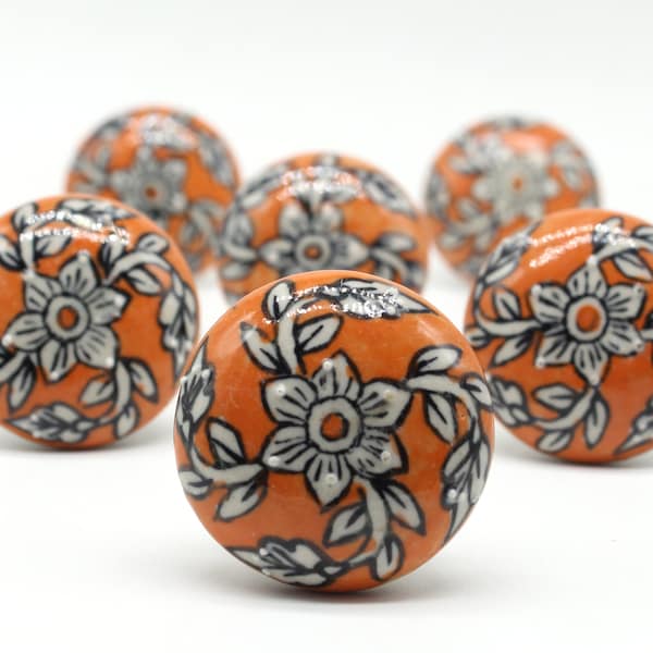 Brilliantly Hand Painted Ceramic knobs / Ceramic Drawer Pulls / Cabinet Knobs/ Kitchen Cabinet Door Handles / Cupboard Knobs